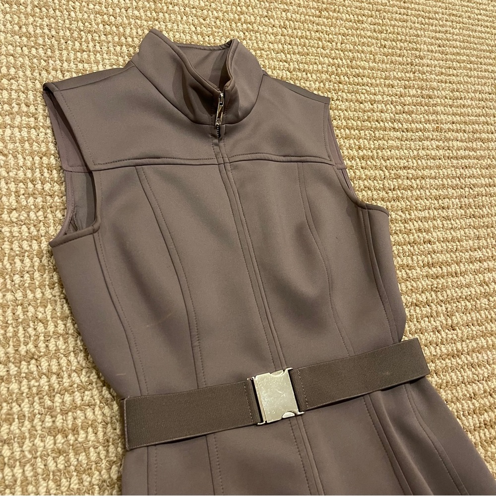 Tommy Hilfiger Scuba Front Zip Sheath Dress Tan Brown 4 - Picture 3 of 8